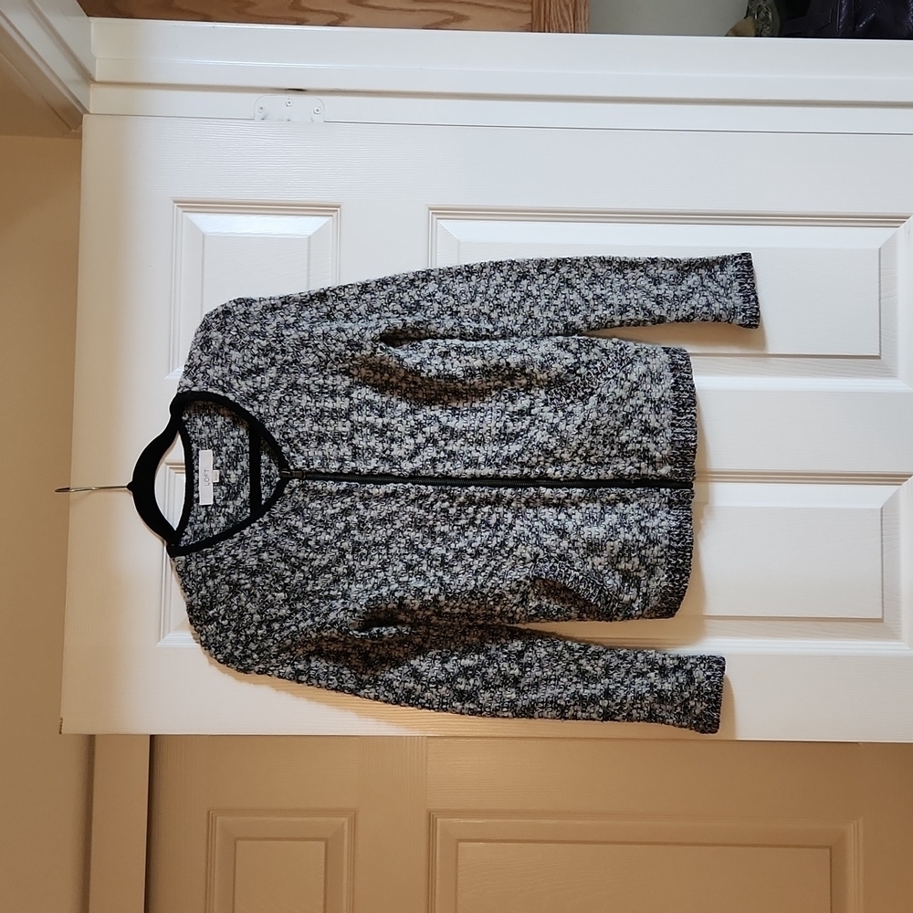Ann Taylor Loft Black and White Zip Up Sweater Size XS